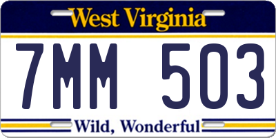 WV license plate 7MM503