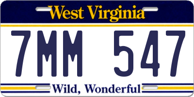 WV license plate 7MM547