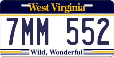 WV license plate 7MM552