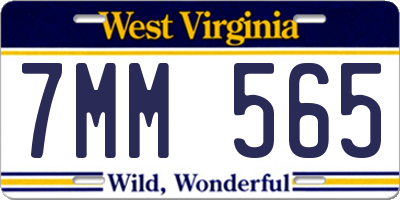 WV license plate 7MM565