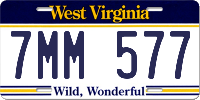 WV license plate 7MM577