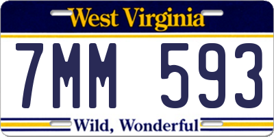 WV license plate 7MM593