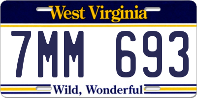 WV license plate 7MM693
