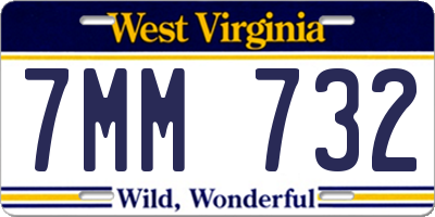 WV license plate 7MM732