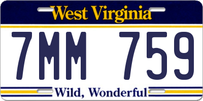 WV license plate 7MM759