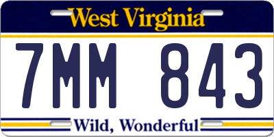 WV license plate 7MM843