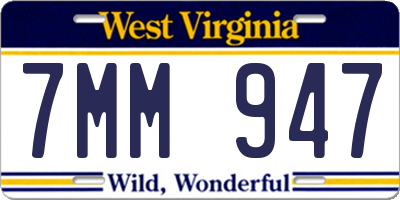 WV license plate 7MM947