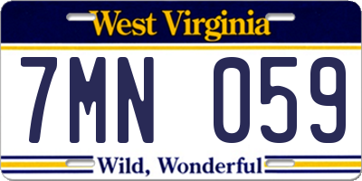 WV license plate 7MN059