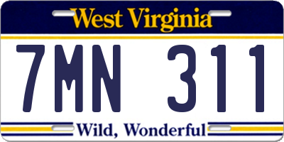 WV license plate 7MN311