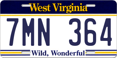 WV license plate 7MN364