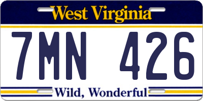 WV license plate 7MN426