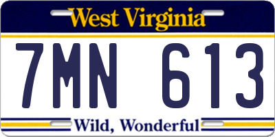 WV license plate 7MN613