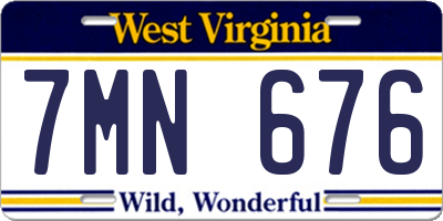 WV license plate 7MN676