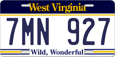 WV license plate 7MN927