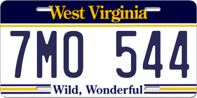 WV license plate 7MO544