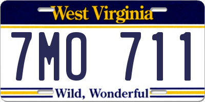 WV license plate 7MO711