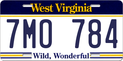 WV license plate 7MO784