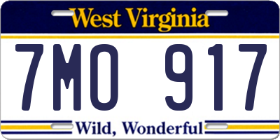 WV license plate 7MO917