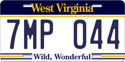 WV license plate 7MP044