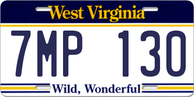 WV license plate 7MP130