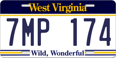 WV license plate 7MP174