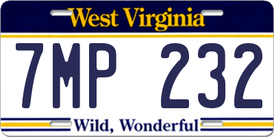 WV license plate 7MP232