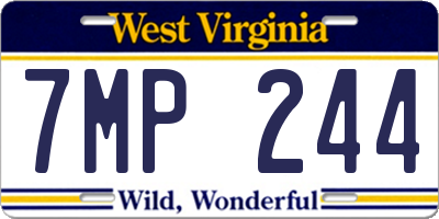 WV license plate 7MP244