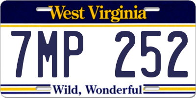 WV license plate 7MP252
