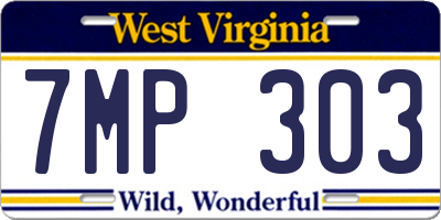 WV license plate 7MP303