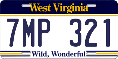 WV license plate 7MP321