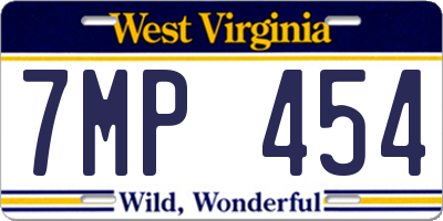 WV license plate 7MP454