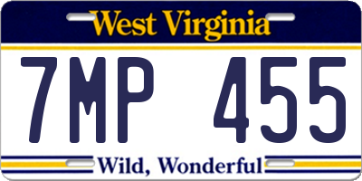WV license plate 7MP455