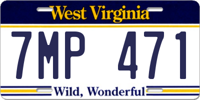 WV license plate 7MP471