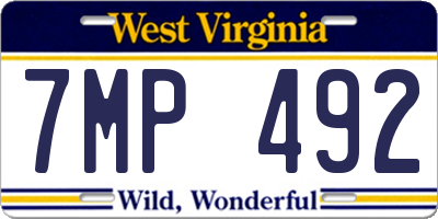 WV license plate 7MP492