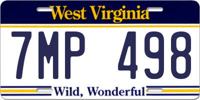 WV license plate 7MP498