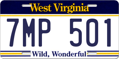 WV license plate 7MP501