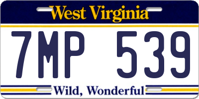 WV license plate 7MP539