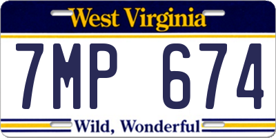 WV license plate 7MP674