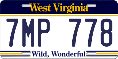 WV license plate 7MP778