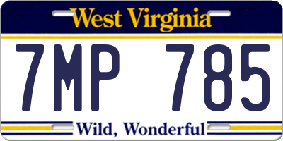 WV license plate 7MP785