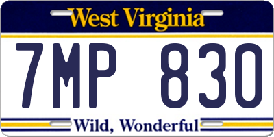 WV license plate 7MP830