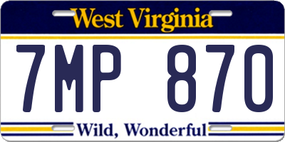 WV license plate 7MP870