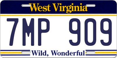 WV license plate 7MP909