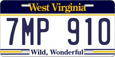 WV license plate 7MP910