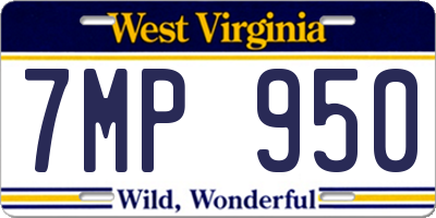 WV license plate 7MP950
