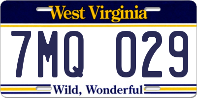 WV license plate 7MQ029