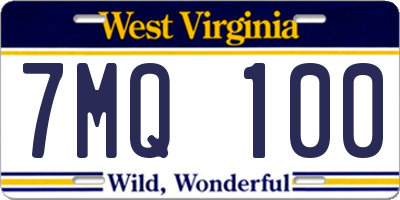WV license plate 7MQ100