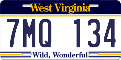 WV license plate 7MQ134