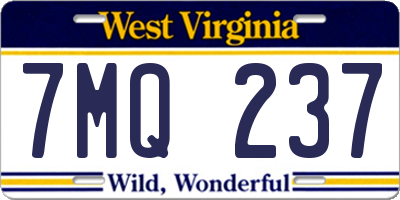 WV license plate 7MQ237