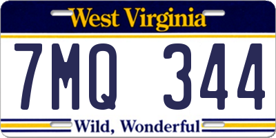 WV license plate 7MQ344